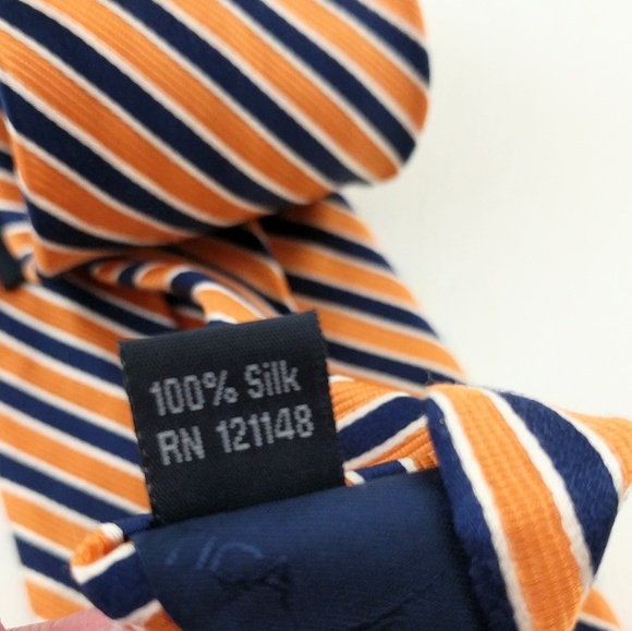 Nautica | Orange Navy Regal Sail Style Preppy Tie - Picture 5 of 7